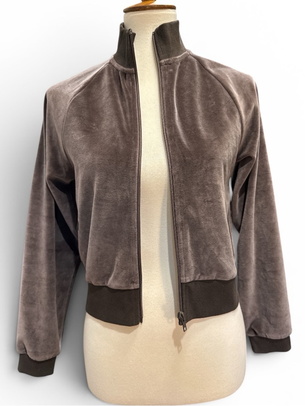 SKIMS Velour Track Jacket in Dark Sepia #595